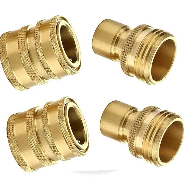Solid brass 3/4" GHT quick connect fittings for durable hose connections