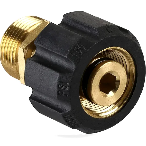 M22 15mm to 14mm brass pressure washer adapter for reliable connections