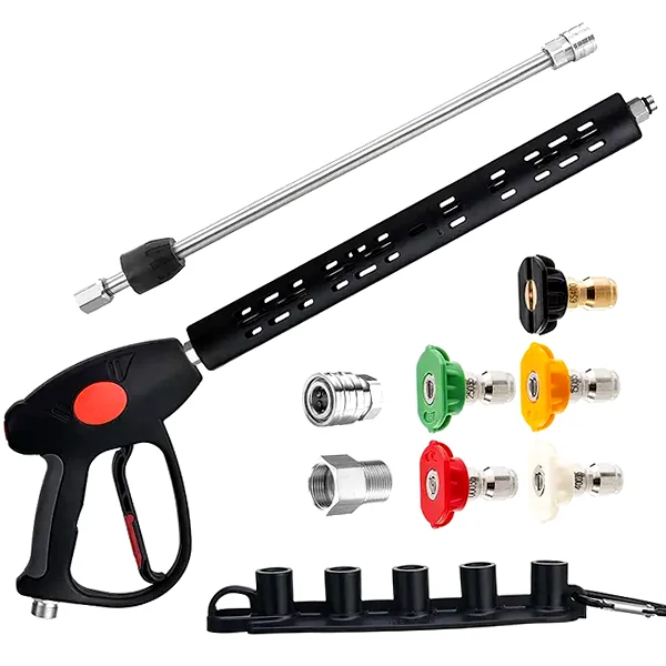 Replacement pressure washer gun with 40" extension and five nozzle tips for versatile cleaning