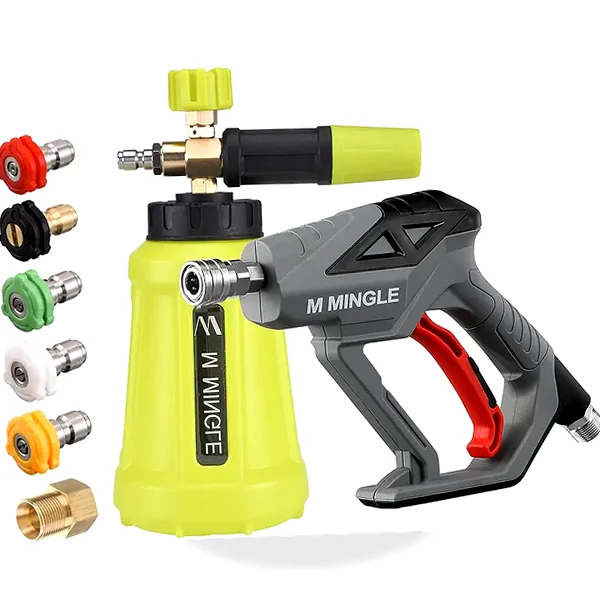 High-pressure foam lance with 1L bottle and quick connector for car washing